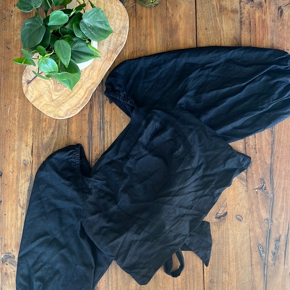 Express black crop top, open tie back, size large